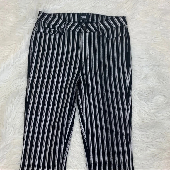 NWOT PAIGE Colette Crop Flare Jeans Silver Stripe Denim Casual Women’s 29 - Picture 5 of 15